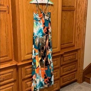 Tropical Backless Maxi Dress